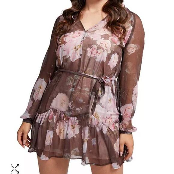 Guess dress Veronica sheer floral Chiffon - Picture 1 of 5